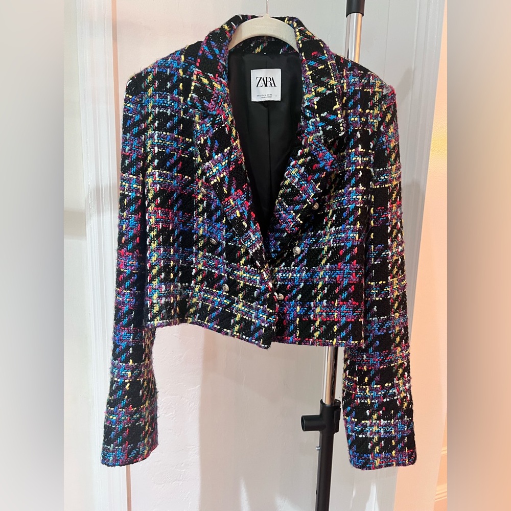 Zara Women's Colorful Tweed Blazer